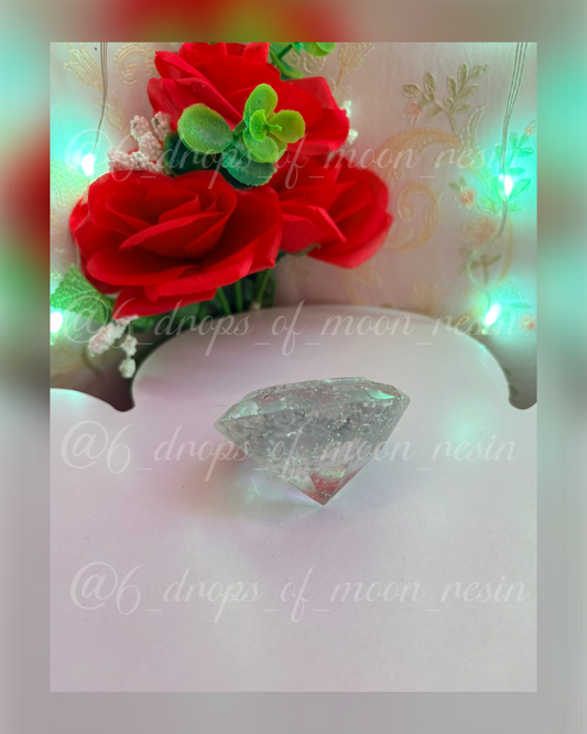 Moonlight Crystal Diamond – Silver Flake Resin Gem