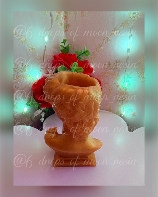 Golden David Bust Planter – Renaissance Inspired Resin Vase