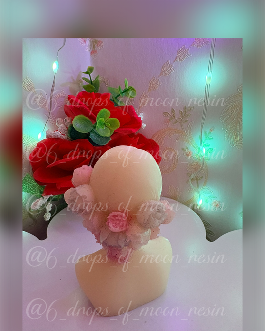 Blooming Goddess Bust – Pearl White Resin Sculpture